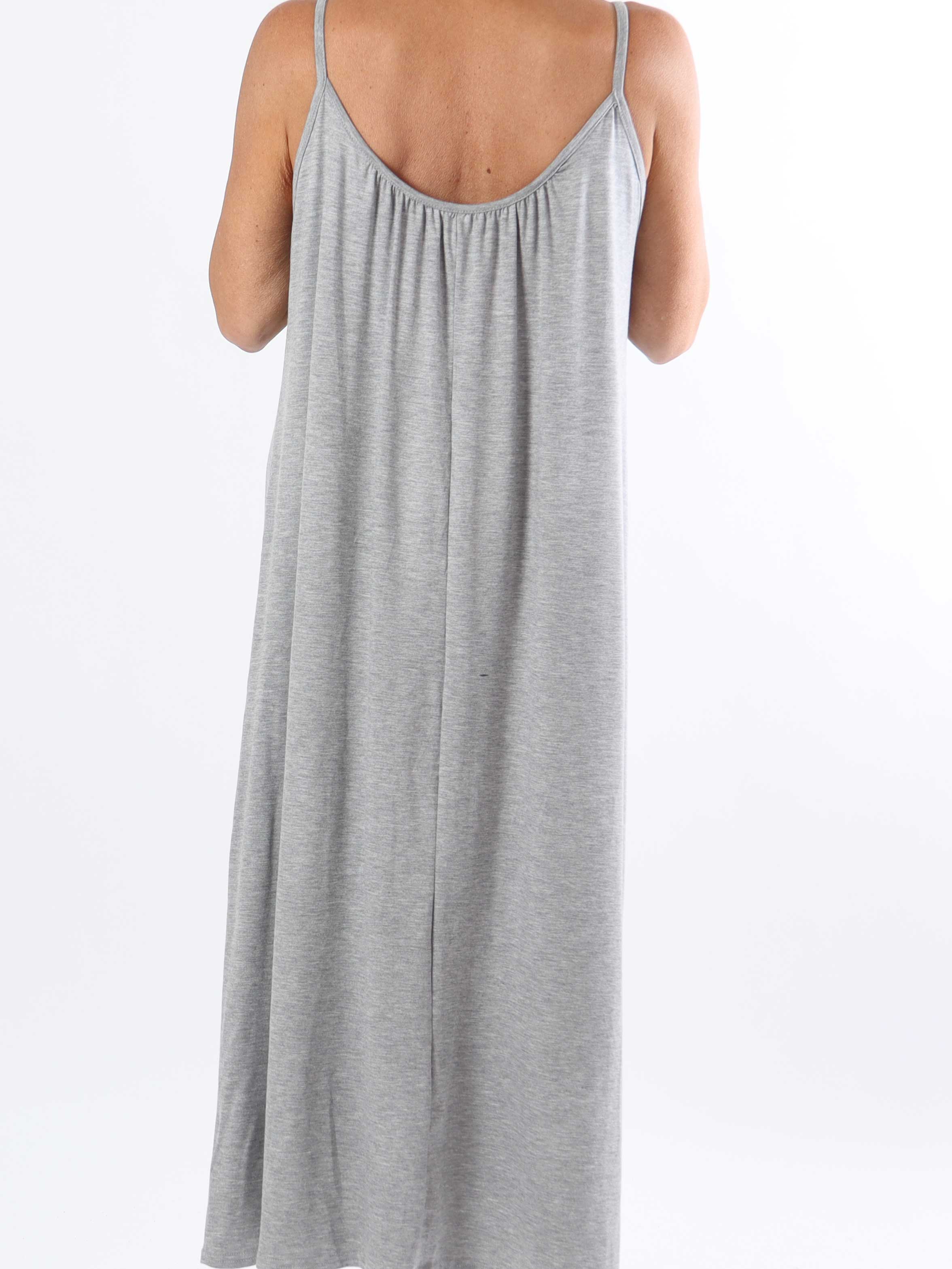 Olivia - Lång plus size-klänning med band i viskos